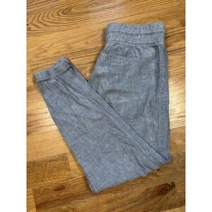ATHLETA Cabo‎ 100% Linen Joggers Women Size 6 Blue Beach Casual Pants